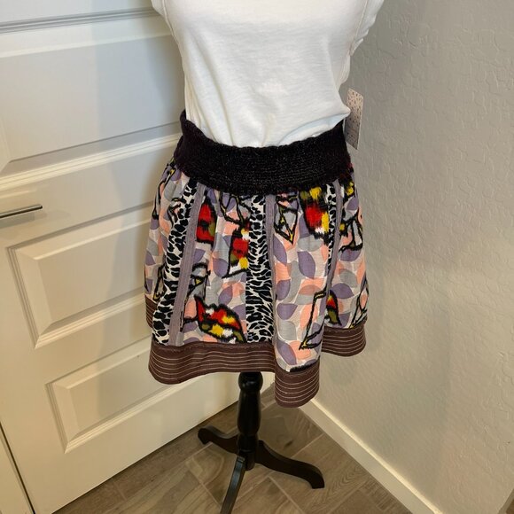 Free People Women's Multicolor Leopard Leaf Patchwork Skirt - Size Medium (308) - Picture 10 of 11